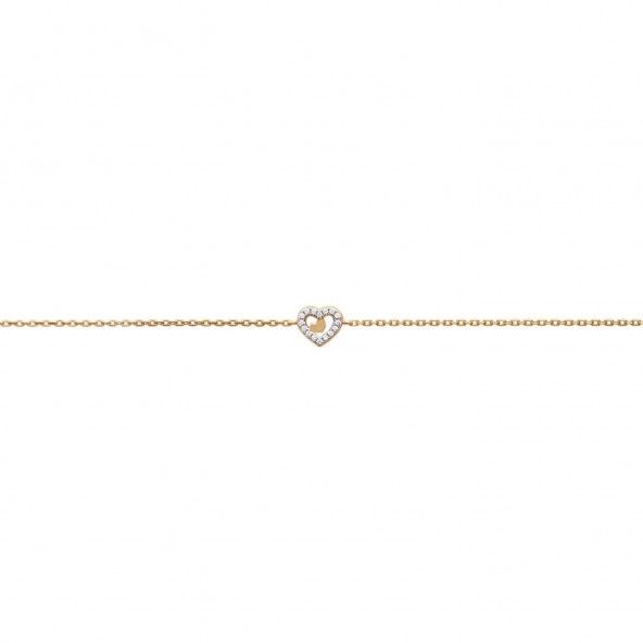 Gold Plated Heart Bracelet with Zirconia