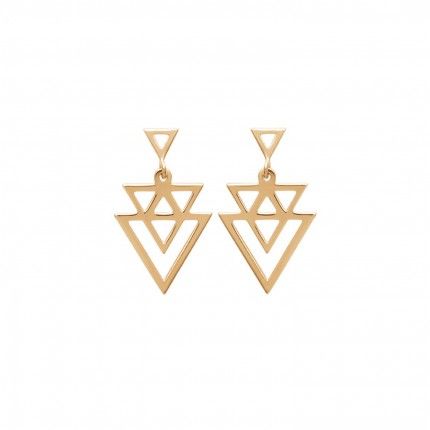 Gold Plated Merged Triangles Earrings