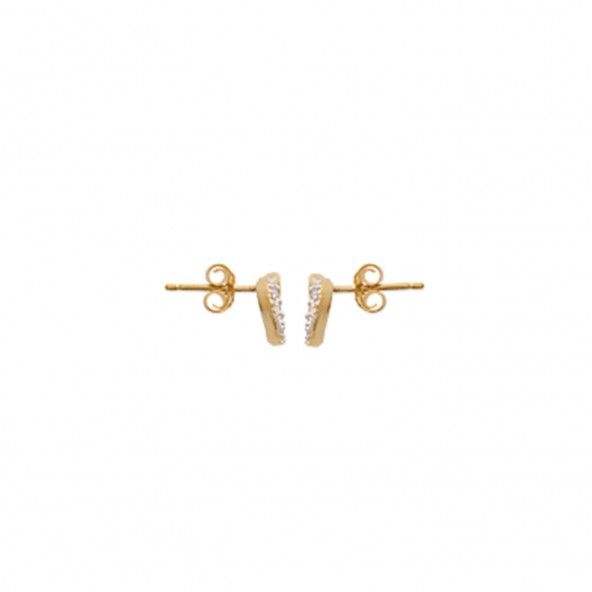Gold Plated Hearts Earrings With Zirconium
