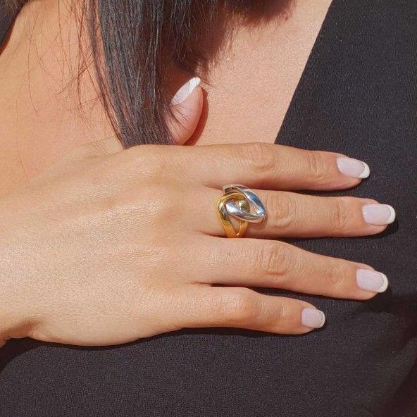MJ Ring Gold Plated Bicolour