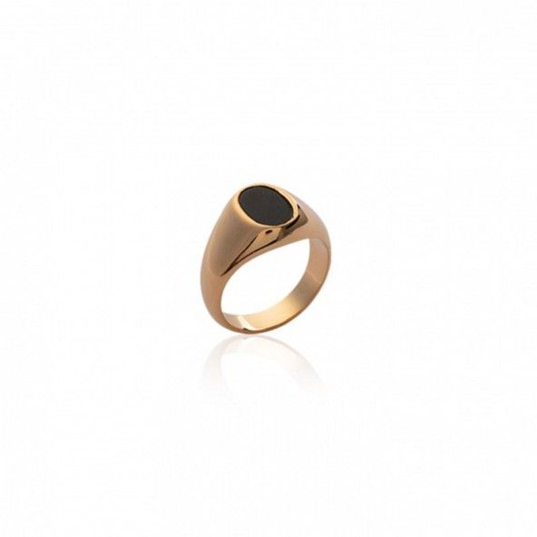 MJ Signet Ring Plated Gold Onix