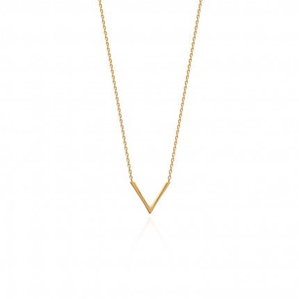 Gold Plated Necklace "V" Shaped 45 CM