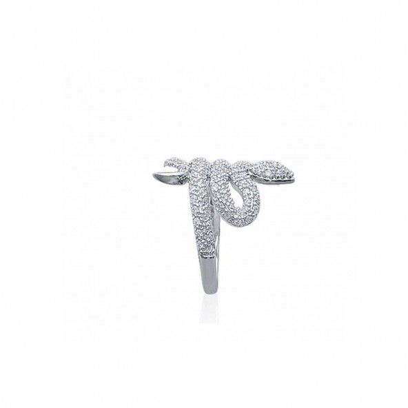 925/1000 Silver Snake Ring with Zirconuim