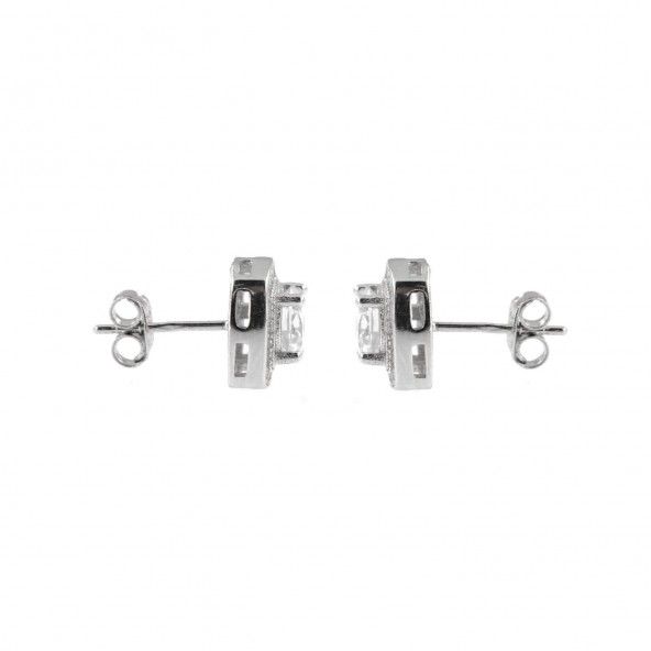 MJ Zirconium Sterling Silver 925/1000 Solitaire Earrings
