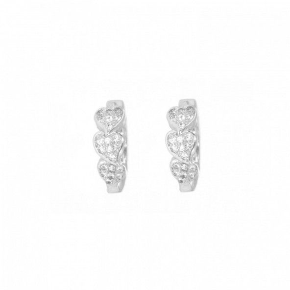 Boucles d'Oreille rondes Zirconium Argent 925/1000