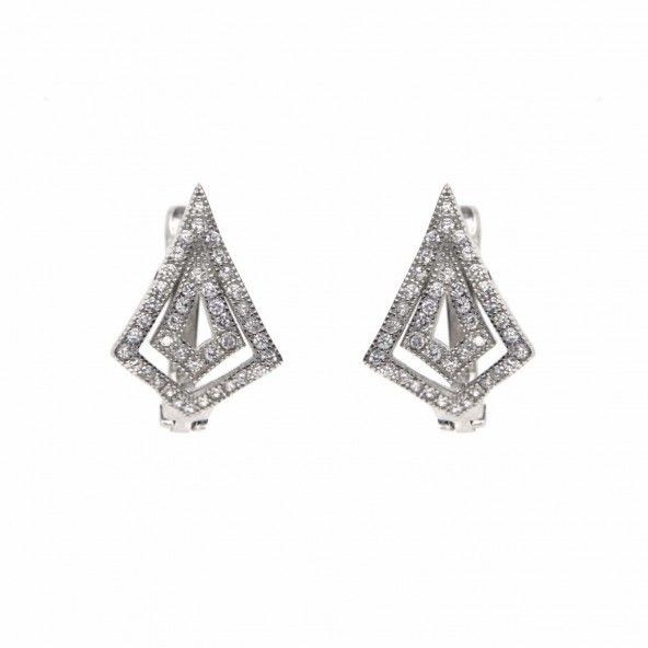 MJ Zirconium Sterling Silver 925/1000 Diamond Earrings