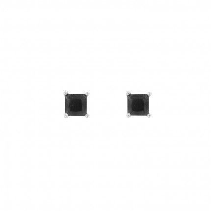Boucles d'Oreilles Zircon Noir 4 mm Argent 925/1000