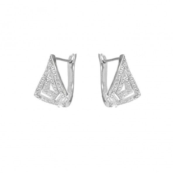 MJ Zirconium Sterling Silver 925/1000 Diamond Earrings