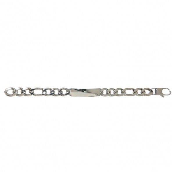 MJ Figaro Chain 1+1 Stainless Steel Bracelet with Plate