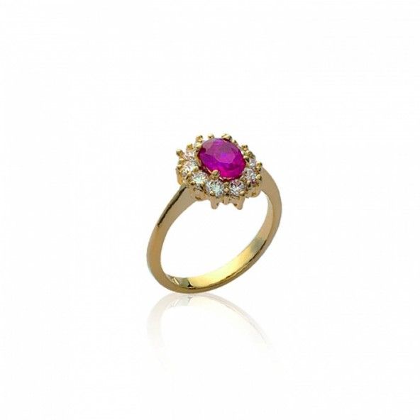 Gold plated Ring with Pink and White Zirconium