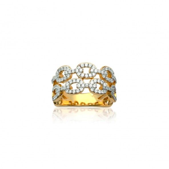 Double chain Gold Plated Ring with Zircoium