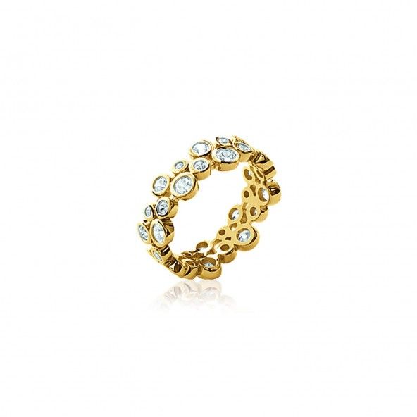 Gold Plated Ring with 2 lines of Zirconium