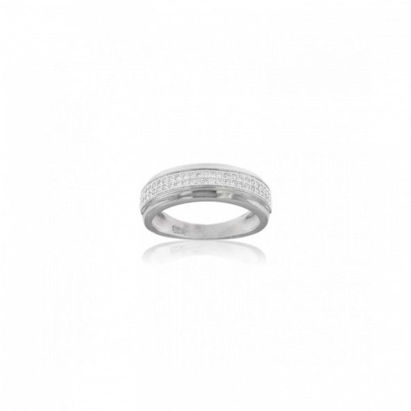 Sterling Silver 925/1000 Ring with 2 lines of Zirconium