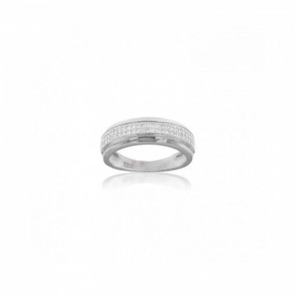 Sterling Silver 925/1000 Ring with 2 lines of Zirconium
