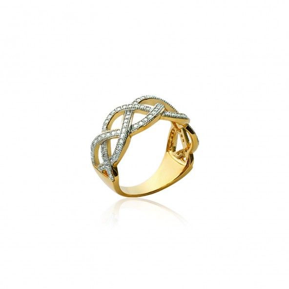 Gold Plated Ring with Intertwined Zirconium