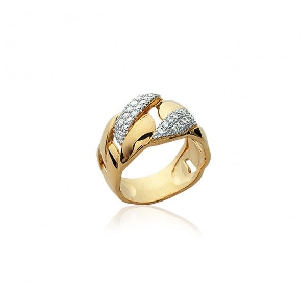 Intertwined Gold Plated Ring with Zirconium