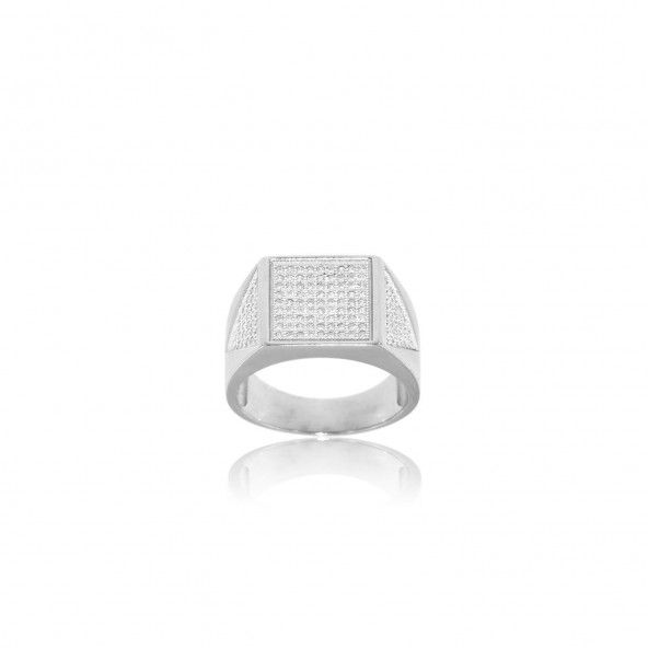 Sterling Silver 925/1000 Ring with Square Shaped Zirconium