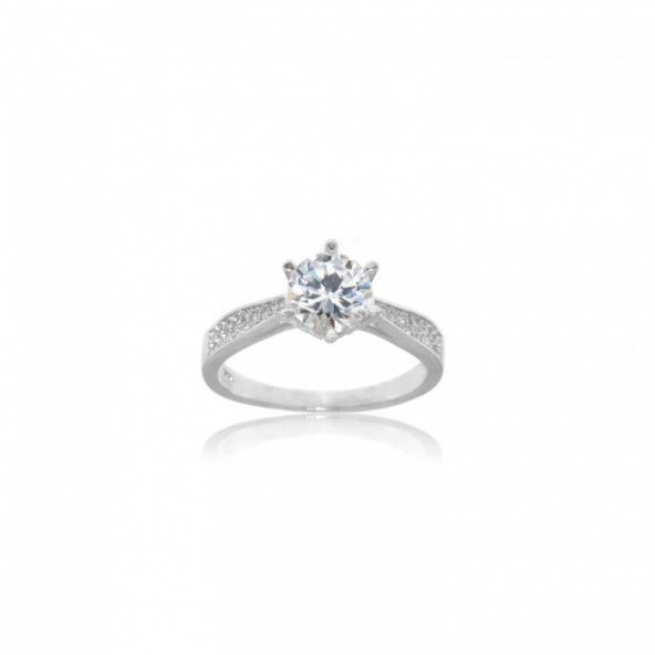 Zirconium Solitaire Sterling Silver 925/1000 Ring
