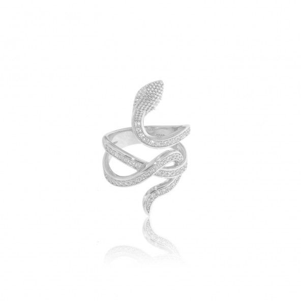 Snake Shaped Ring Sterling Silver 925/10000 Zirconium