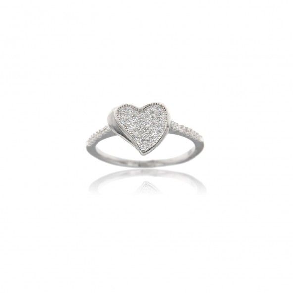Heart Zirconium Sterling Silver 925/1000 Ring