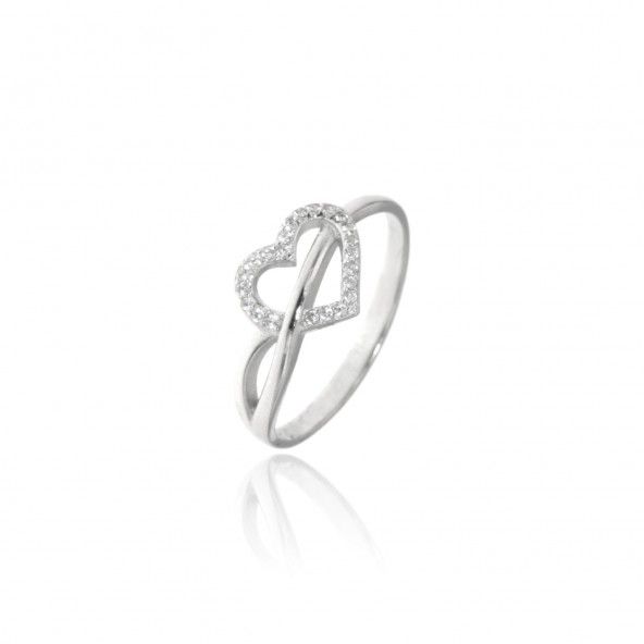 Sterling Silver 925/1000 Woman Ring with an Heart Shaped Zirconium