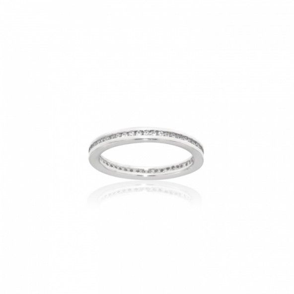 Sterling Silver 925/1000 Woman Ring with a line of Zirconium Stones