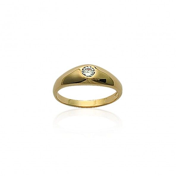 Gold Plated Ring with Solitaire Zirconium Stone