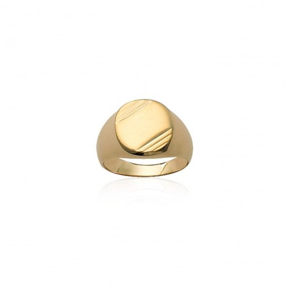 Gold Plated Signet Ring for men with short stripes