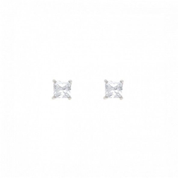 MJ Earrings Square Zirconium 3 mm 925/1000 Silver