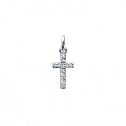 Small Cross Sterling Silver 925/1000 Pendant with Zirconium Stone
