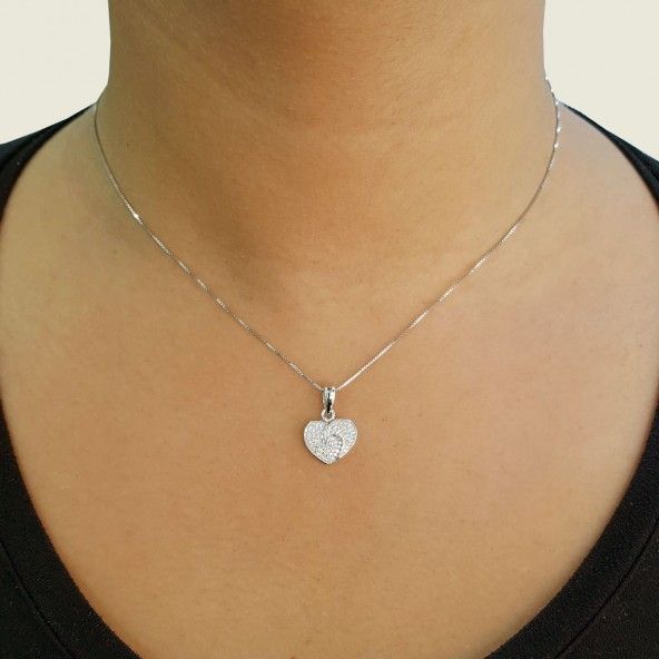 Heart Sterling Silver 925/1000 Pendant with Zirconium Stone