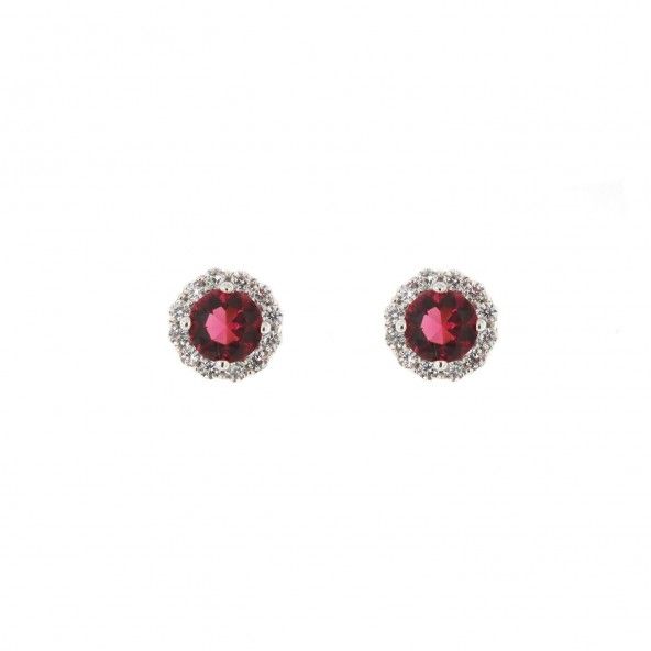 Pink Zirconium Solitaire Sterling Silver 925/1000 Earrings