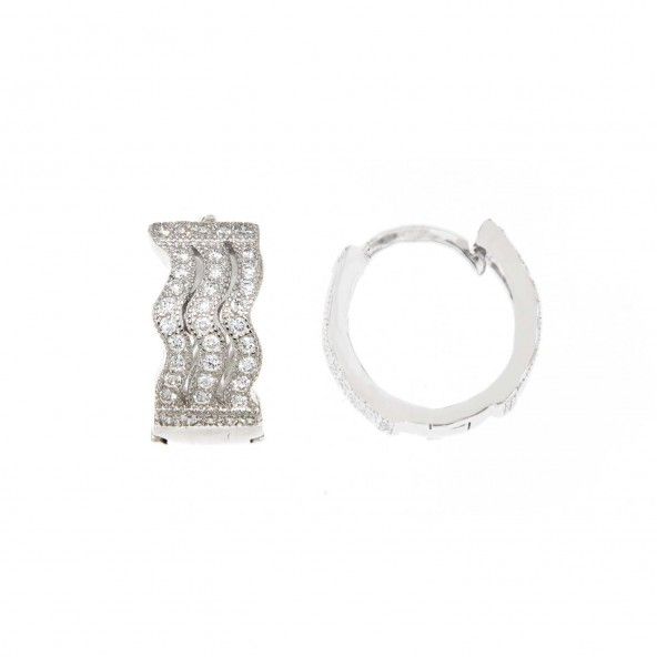 Sterling Silver 925/1000 Hoop Earrings with Zirconium