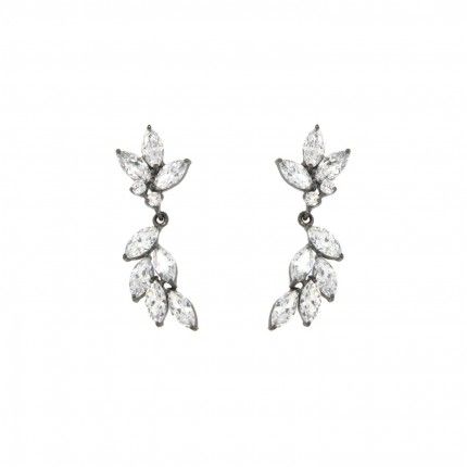 Flower Earrings Sterling Silver 925/1000 Zirconium