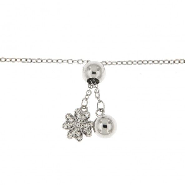 925/1000 Silver Extensible Bracelet with four-leaf Clover pendant