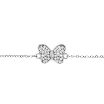 925/1000 Silver Butterfly Bracelet with Zirconium Stones