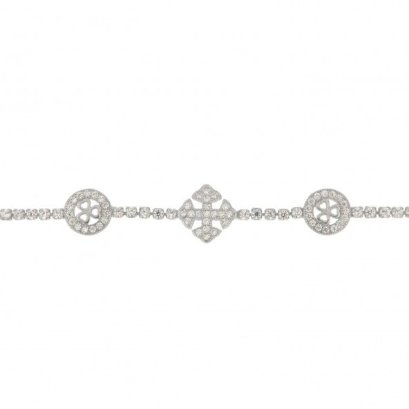 Bracelet Ajustable Argent 925/1000 Coeurs et Croix