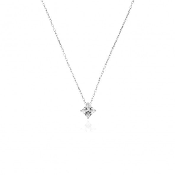 Necklace Silver 925/1000 with Solitaire Zirconium Square