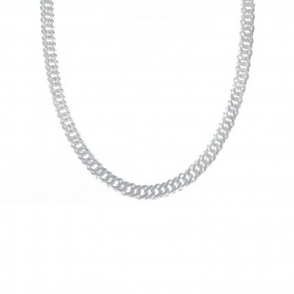 MJ Necklace 925/1000 Silver 6 mm and 60 cm Diamond Gourmette