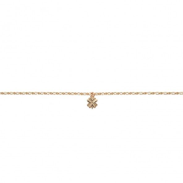 Bracelet de cheville avec trèfle à quatre feuilles plaqué or