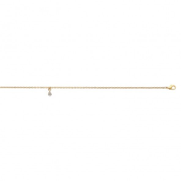 Ankle bracelet with Zirconium drop pendant gold plated