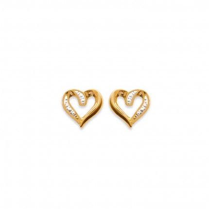 Earrings Heart Shaped two-tone Gold plated