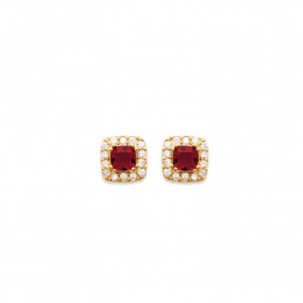 Earrings with Red Zirconium Stone 5mm Gold plated