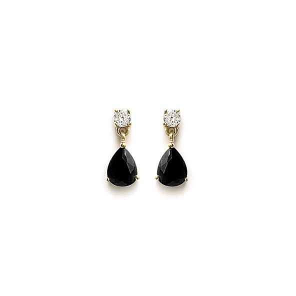 Dangling Earrings with Zirconium Black Stone Gold plated