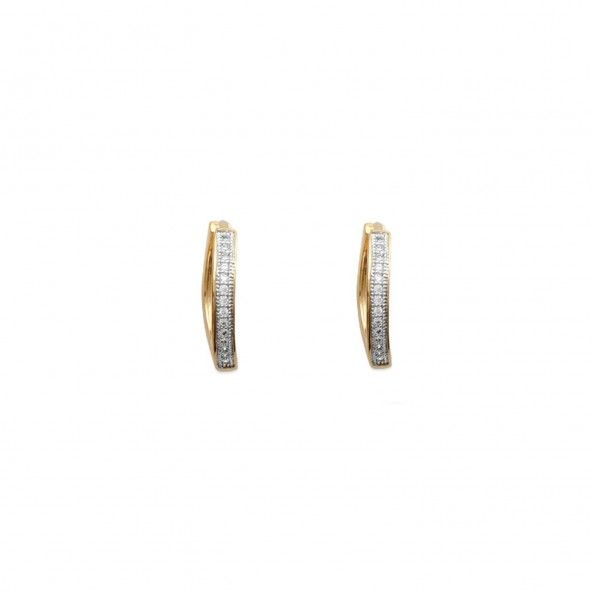 Gold plated Earrings with 1 line of Zirconium Stone