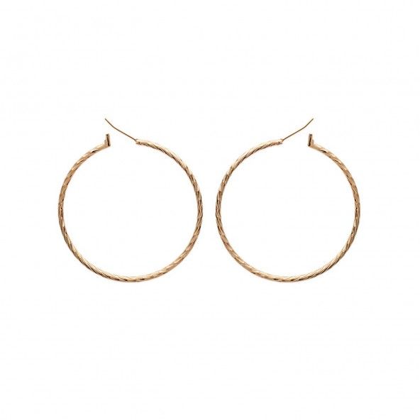 Gold plated Hoops Twisted Wire Diameter 50mm