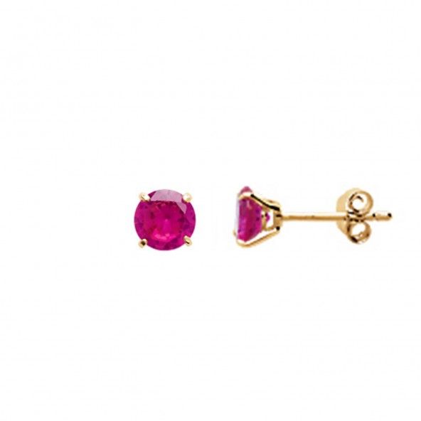 Earring with Pink Stone Gold plated