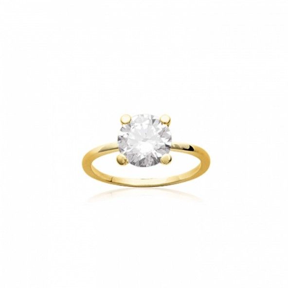 Ring Solitaire Zirconium 8mm Gold Plated