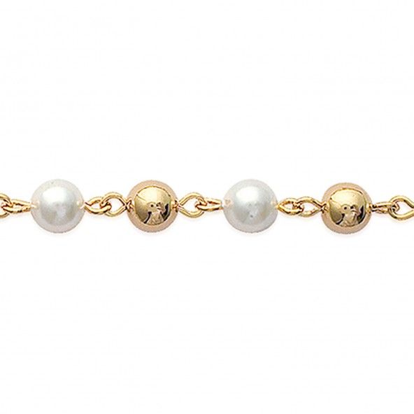 Bracelet with balls and pearls Gold Plated