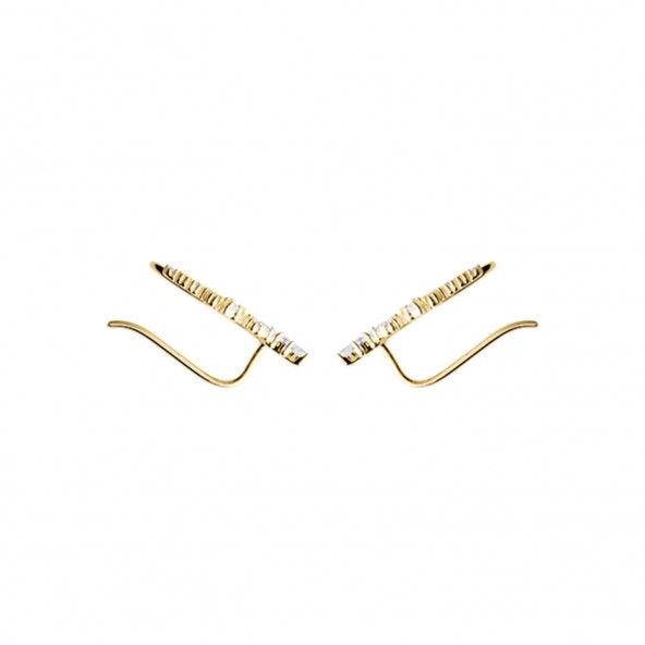 Earrings Contours Zirconium Gold Plated